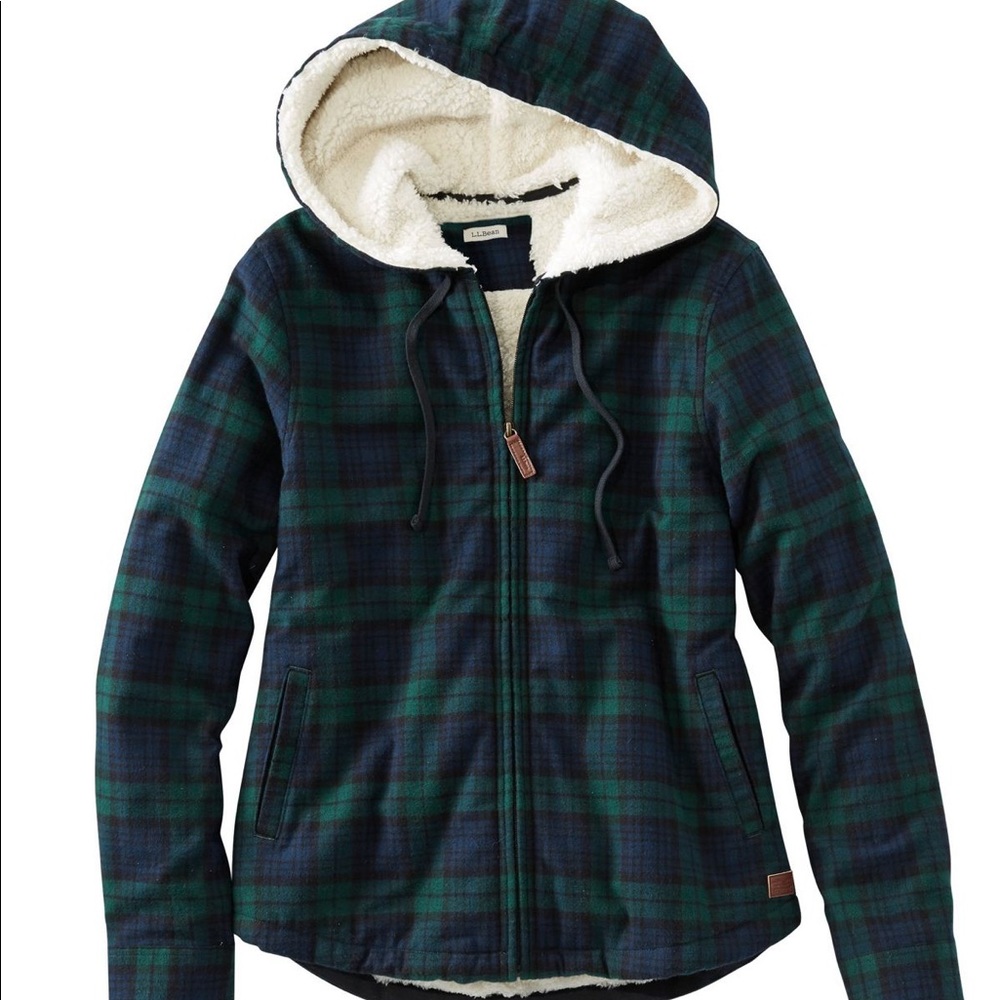 Women's Scotch Plaid Flannel Shirt, Sherpa-Lined Zip Hoodie